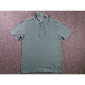 Merrell Polo Shirt Men Large Green Casual Snap Button Comfort Classic Preppy